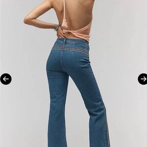 PILCRO NWT High-Rise Bootcut Jeans With Rainbow Seam Detailing Medium Wash Sz 32